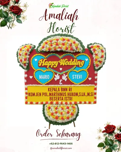 Karangan Papan Bunga Pernikahan di Ngegong